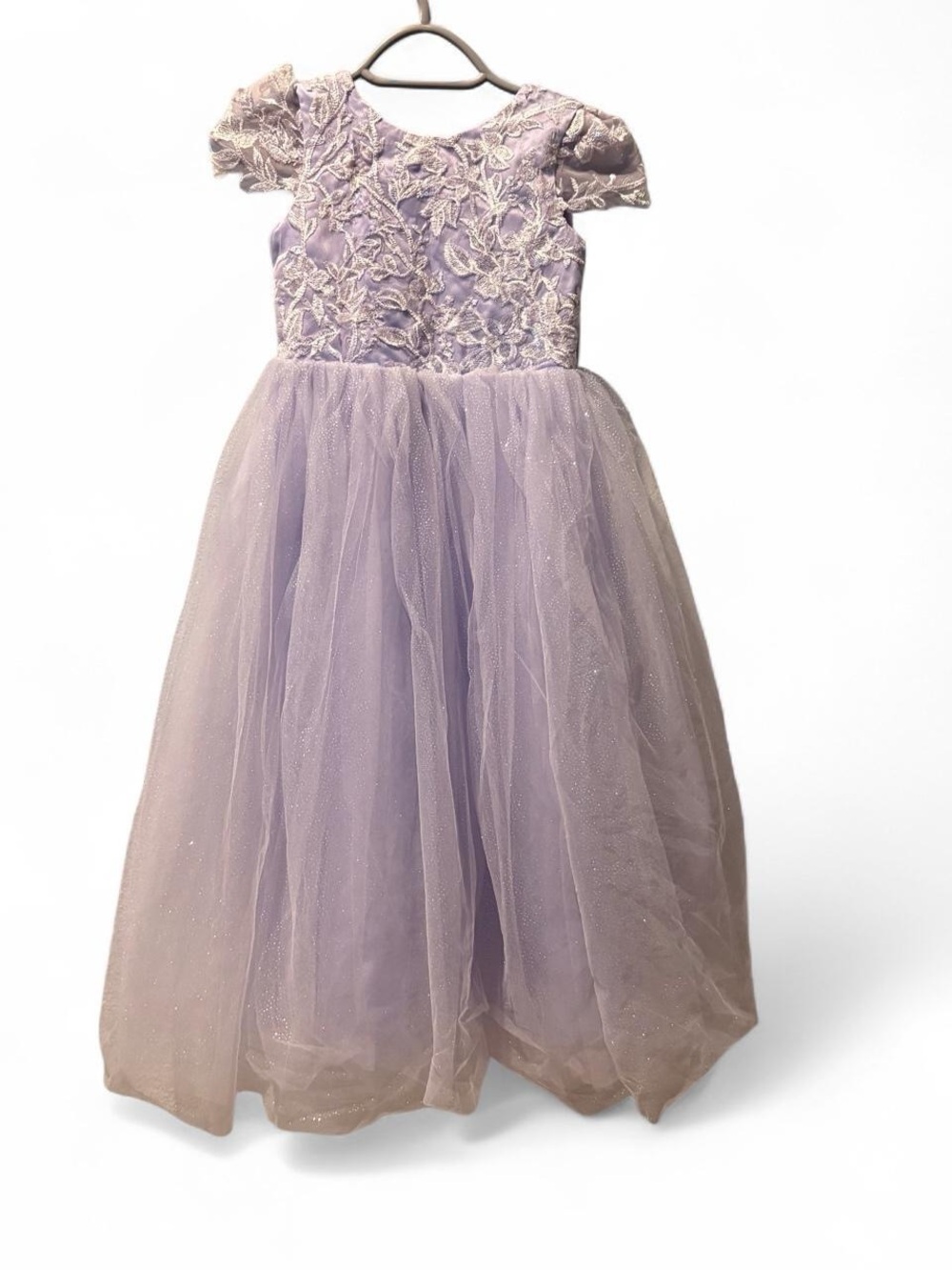 Girls Lavetir purple lace dress with tulle skirt, NWT
